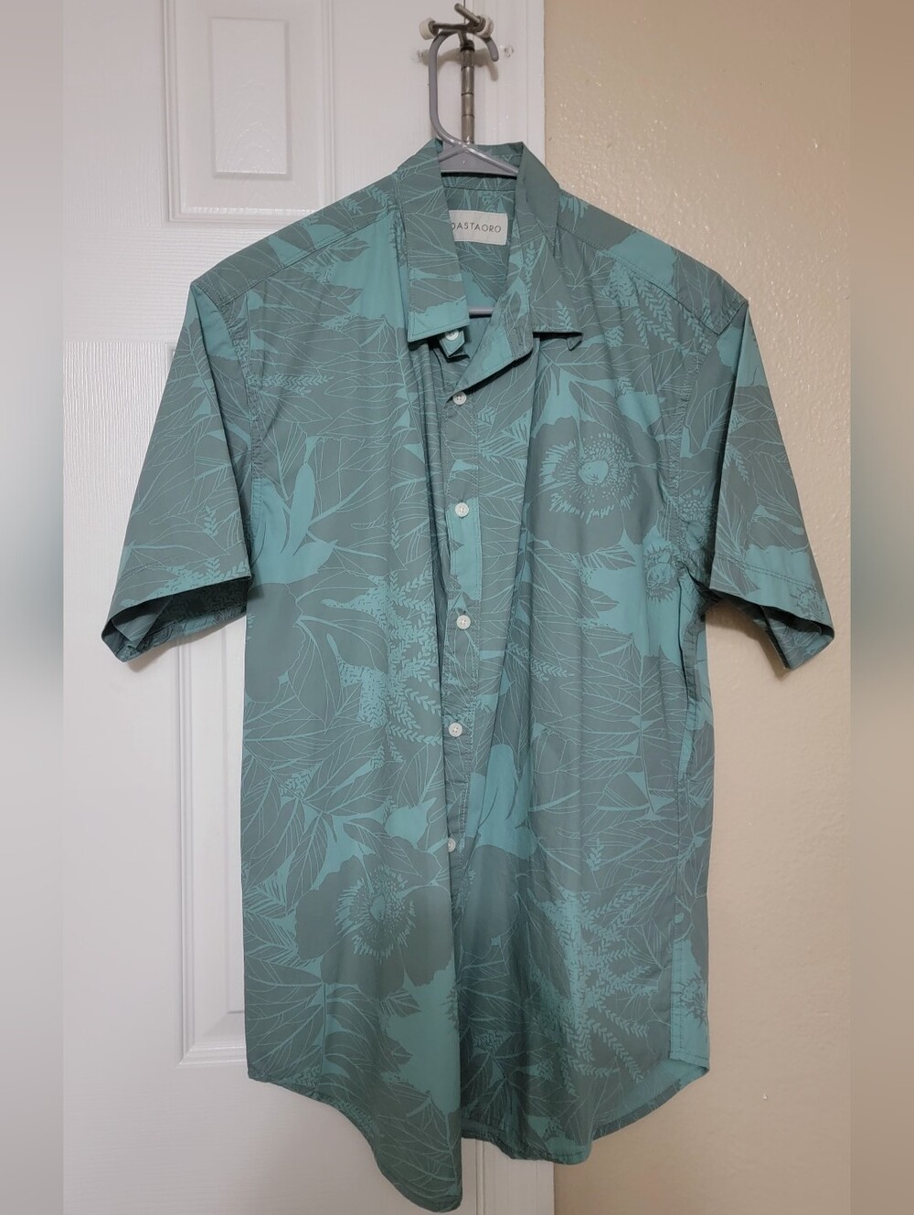 Coastaloro Teal Floral Short-Sleeve Button-Down Shirt